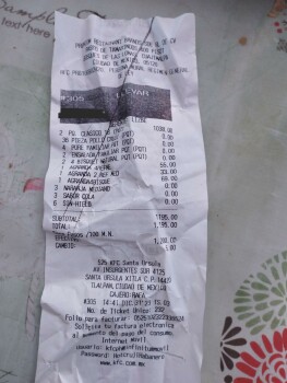 Avis du consommateur - Sécurité alimentaire KFC, Avenida de los Insurgentes Sur, Insurgentes Mixcoac, Ciudad de México, CDMX, México 31 de dicie... photo #2
