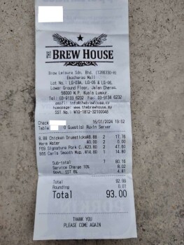 Avis du consommateur - Sécurité alimentaire The Brew House @ EkoCheras Mall, Jalan Cheras, Taman Mutiara Barat, Kuala Lumpur, Federal Territory... photo #3