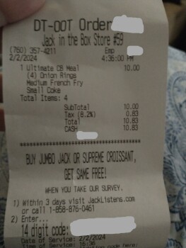 Consumer Review - Food Safety Jack in the Box, Imperial Avenue, Calexico, California, USA Suspected food poisoning. Symptoms: Diar... photo #2