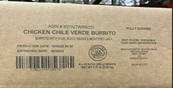 الفاشية Amazon kitchen, CHICKEN CHILI VERDE burrito - Public Health alert due to Listeria SK Food Group has... صورة فوتوغرافية #3