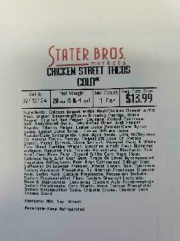 Food Recall Stater Bros. Chicken Street Taco Kit - recalled due to Listeria monocytogenes Stater Bros. Markets i... photo #2