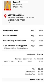 Consumer Review - Food Safety McDonald's, 7808 N Navarro St, Victoria, Victoria, TX, USA My husband and I McDonald’s yesterday, we... photo #2