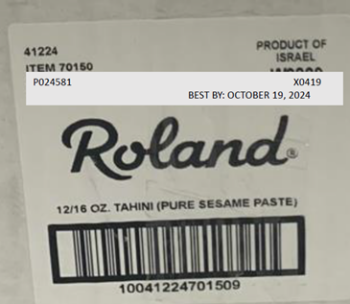 食品召回 Roland recalls Tahini - due to Salmonella Roland Foods, LLC (“Roland Foods”) of New York, New York i... 照片 #3