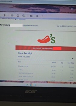 Consumer Review - Food Safety Chili's Grill & Bar, Foxcroft Avenue, Martinsburg, WV, USA Suspected food poisoning. Symptoms: Diarr... photo #2