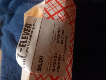 Consumer Review - Food Safety 7 ELEVEN, Farm to Market 968 West, Longview, TX 75602, USA Two days bbq Wings from 7-11 I was sick w... photo #4