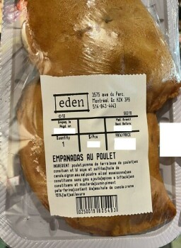 Food Recall Produits Eden Empanadas recalled due to presence of eggs Quebec's Ministry of Agriculture, Fisheries... photo #2