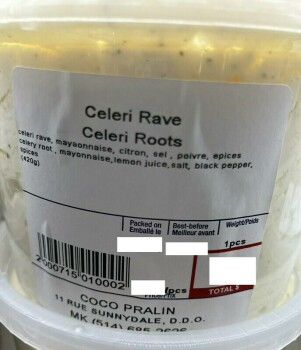 Food Recall Coco Pralin products recalled due to several allergens Quebec's Ministry of Agriculture, Fisheries a... photo #2