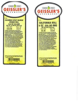 Food Recall Geisslers Supermarket Inc. Sushi products - recalled due to undeclared milk, wheat and eggs Geissler... photo #5