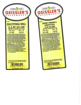 Food Recall Geisslers Supermarket Inc. Sushi products - recalled due to undeclared milk, wheat and eggs Geissler... photo #6