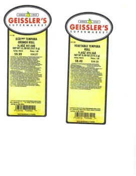 Food Recall Geisslers Supermarket Inc. Sushi products - recalled due to undeclared milk, wheat and eggs Geissler... photo #7
