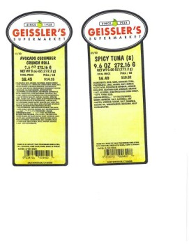 Food Recall Geisslers Supermarket Inc. Sushi products - recalled due to undeclared milk, wheat and eggs Geissler... photo #8
