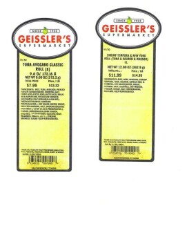 Food Recall Geisslers Supermarket Inc. Sushi products - recalled due to undeclared milk, wheat and eggs Geissler... photo #13