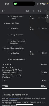 Consumer Review - Food Safety Wingstop, Bloor Street West, Toronto, ON, Canada Yesterday Wingstop I had the Korean bbq boneless an... photo #2