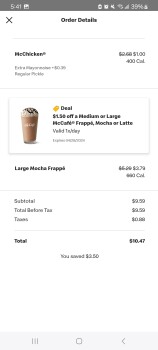 Consumer Review - Food Safety McDonald's, 605 South 7th Street, Kansas City, Kansas, USA Bought mc chickens  and a mocha frappe... photo #2