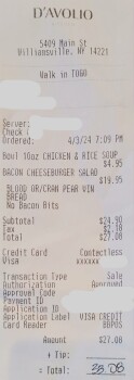 Consumer Review - Food Safety D'Avolio Kitchen, Main Street, Williamsville, NY, USA Wednesday night I had their Cheeseburger salad... photo #3
