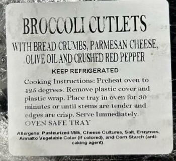 Food Recall King Kullen recalled Broccoli Cutlets - due to undeclared sesame & wheat Gracie’s Kitchens of New Ha... photo #2