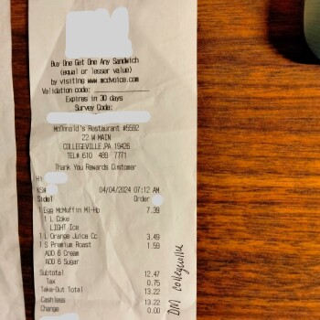 Consumer Review - Food Safety McDonald's, East Main Street, Collegeville, PA, USA 4/4/24 drank some orange juice, got nausea, gas,... photo #3