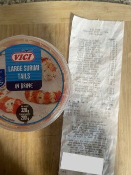 Consumer Review - Food Safety ALDI, Port Glasgow, UK I bought surimi tails from this store on 18th April. I ate 2 or 3 and thought... photo #3