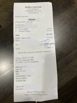 消费者评论 - 食品安全 Duffy's Irish Pub, South Main Street, Lebanon, OR, USA UPDATE-happy to say the owner called me back... 照片 #2