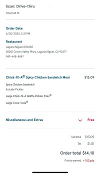 Consumer Review - Food Safety Chick-fil-A, Crown Valley Parkway, Laguna Niguel, CA, USA Suspected food poisoning. Symptoms: Diarrh... photo #1
