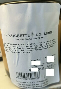 Food Recall Boucherie Grinder - Ginger Vinaigrette recalled due to undeclared allergens The Ministry of Agricult... photo #1