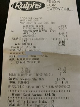 Consumer Review - Food Safety Ralphs, Saticoy Street, Van Nuys, CA, USA Yesterday. Ate small amount chicken. Was throwing up for 8... photo #2
