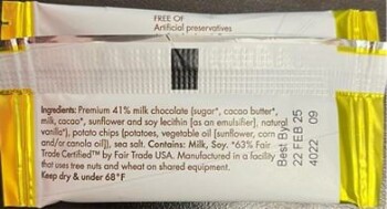 Food Recall Chuao Chocolatier Potato Chip Mini Chocolate Bar - recalled due to undeclared hazelnuts Chuao Chocol... photo #3