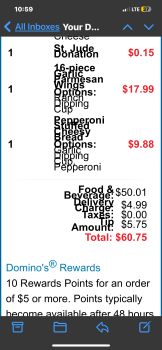 Consumer Review - Food Safety Domino's Pizza, West 104th Avenue, Anchorage, AK, USA Ordered a Hawaiian pizza with mushrooms for my... photo #1