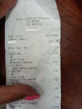 Consumer Review - Food Safety Wendy's, 1225 Gessner Road, Houston, TX, USA May 21, 2024
I ordered a biggie meal from Wendy’s on T... photo #2