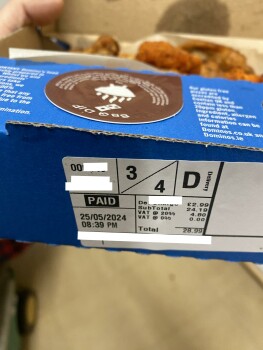Consumer Review - Food Safety Domino's Pizza - Bodmin, Dennison Road, Bodmin, UK Last night Chicken from domino's My son ate 2 chi... photo #3