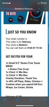 Consumer Review - Food Safety Domino's Pizza - Bodmin, Dennison Road, Bodmin, UK Last night Chicken from domino's My son ate 2 chi... photo #5