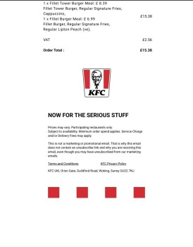 Consumer Review - Food Safety KFC Addlestone - Station Road, Station Road, Addlestone, UK I had fillet burger, my wife had a wrap.... photo #1