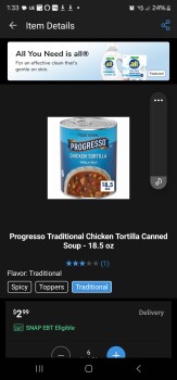 Consumer Review - Food Safety Kroger, Cumming Highway Northeast, Sugar Hill, GA, USA Progresso Chicken Tortilla Soup
Every time I... photo #1