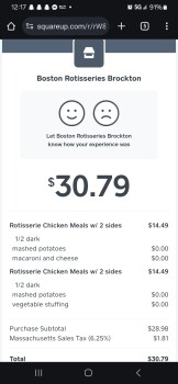 Avaliação do consumidor - Segurança alimentar Boston Market, Belmont Street, Brockton, MA, USA First the restaurant had an odd oder upon walking i... foto #2
