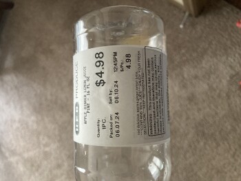Consumer Review - Food Safety H-E-B, Six Pines Drive, The Woodlands, TX, USA HEB Fresh Juice Apple, Lemon Ginger, photo #2
