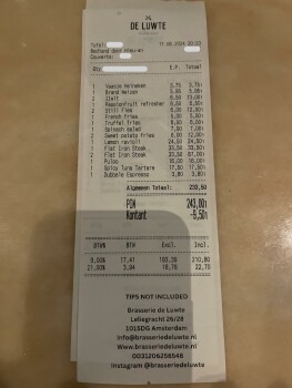 Consumer Review - Food Safety De Luwte, Leliegracht, Amsterdam, Netherlands Had spicy tuna tartare. Was violently ill after. Onset... photo #2