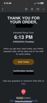 Consumer Review - Food Safety Noodles and Company, North Port Washington Road, Grafton, WI, USA Tuesday evening at 6pm we placed a... photo #2