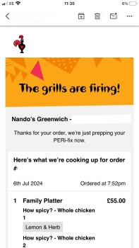Verbraucherbewertung – Lebensmittelsicherheit Nando's Greenwich - Cutty Sark, King William Walk, London, UK Hello there,  Yesterday my family and... Foto #2