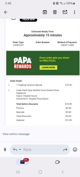 مراجعة المستهلك - سلامة الغذاء Papa Johns Pizza, North Ferdon Boulevard, Crestview, FL, USA My wife and I had a late dinner on Tues... صورة فوتوغرافية #3