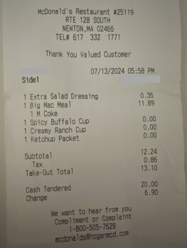 Consumer Review - Food Safety McDonald's, Interstate 95, Newton, MA, USA After eating a Big Mac meal, I started having severe stom... photo #2