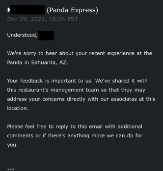 Verbraucherbewertung – Lebensmittelsicherheit Panda Express, S Rancho Sahuarita Blvd, Sahuarita, AZ, USA I ate the food and got a tummy ache insta... Foto #5