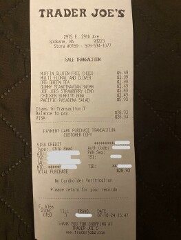 Reseña del consumidor - Seguridad alimentaria Trader Joe's, East 29th Avenue, Spokane, WA, USA Ate the Pacific Salad on 7/19 and was symptomatic w... foto #3