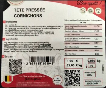 Food Recall Les Charcuteries Saint Martin Pressed Head Pickles recalled due to Listeria In collaboration with th... photo #2
