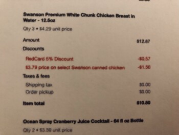 Avis du consommateur - Sécurité alimentaire Target, Brandywine Parkway, Wilmington, DE, USA 8/7/2024 Swanson Canned Chicken Can had small dent o... photo #4