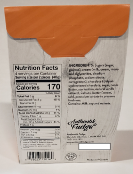 Food Recall Montreal Fudge Chocolate Fudge with Nuts - recalled due to mold growth contamination Authentik Fudge... photo #2