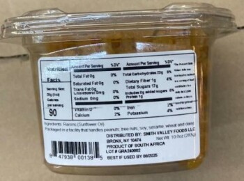 Food Recall Terrafina Golden Raisins - recalled due to undeclared sulfites Sunco & Frenchie LLC of Pine Brook, N... photo #2