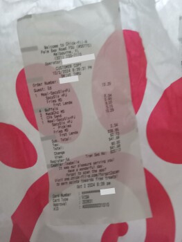 Consumer Review - Food Safety Chick-fil-A, Palm Bay Road Northeast, West Melbourne, FL, USA Purchased Chick-fil-A on 10/02/24. Spi... photo #4