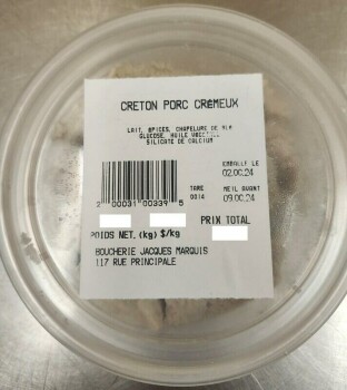 Food Recall Boucherie Jacques Marquis Pork Creton recalled due to E. Coli The Ministry of Agriculture, Fisheries... Foto #2