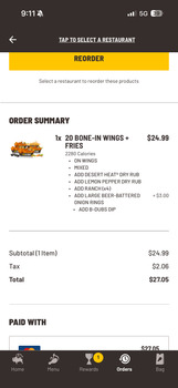 Verbraucherbewertung – Lebensmittelsicherheit Buffalo Wild Wings, Market Place Boulevard, Irving, TX, USA I ordered lemon pepper wings, with onion... Foto #1