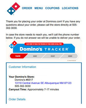 Reseña del consumidor - Seguridad alimentaria Domino's Pizza, 13110 Central Avenue Southeast, Albuquerque, NM, USA 3/14/2026 Dominos pizza Pizza w... foto #2